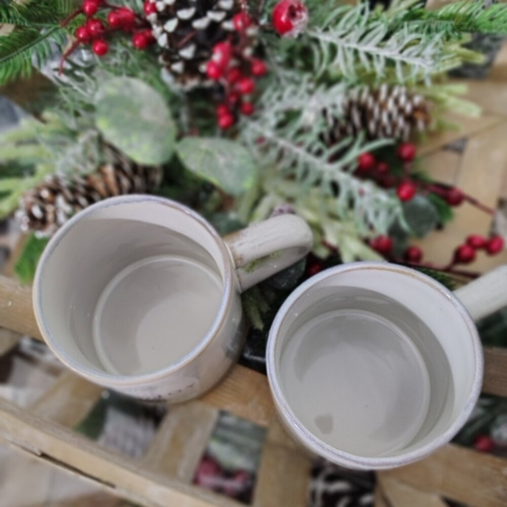 Hearth & Hand Magnolia Stoneware Coffee Mug Set | 16 oz | Holiday “Merry & Joy” - Picture 2 of 4
